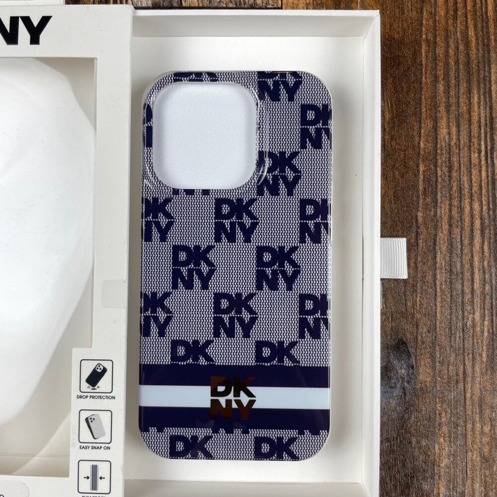 DKNY Logo Pattern iPhone 15 Pro Phone Case-Drop Protection-Easy Snap On-Slim